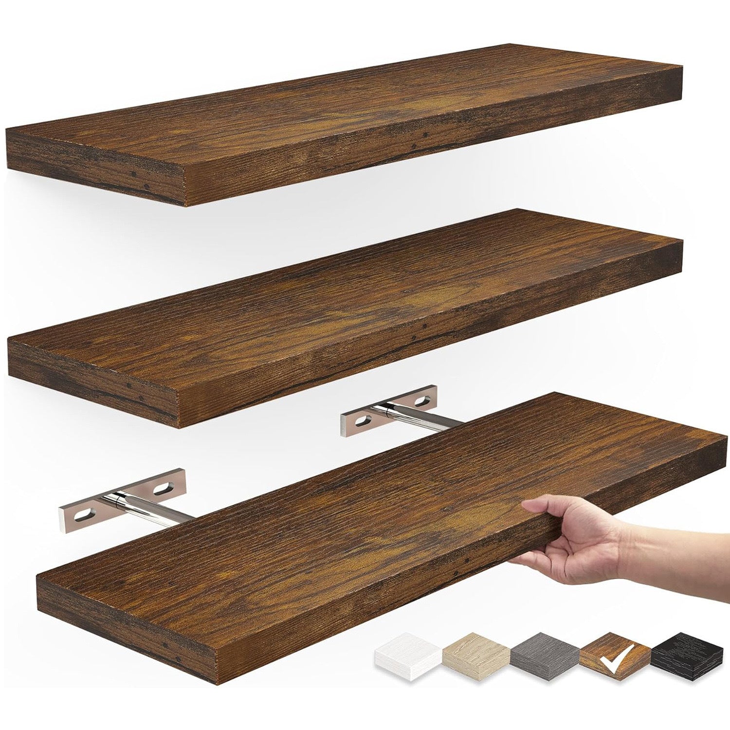 Solid Wood Floating Wall Shelf, alternate product view